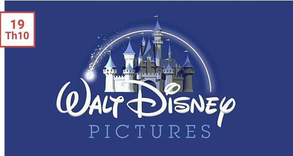 Logo Walt Disney với màu xanh nước biển đặc trưng và hình ảnh tòa lâu đài tượng trưng cho một thế giới mộng mơ
