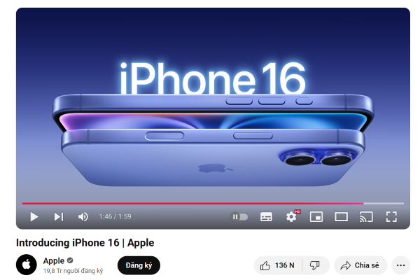 Video giới thiệu mẫu điện thoại iPhone mới nhất của Apple trên Youtube