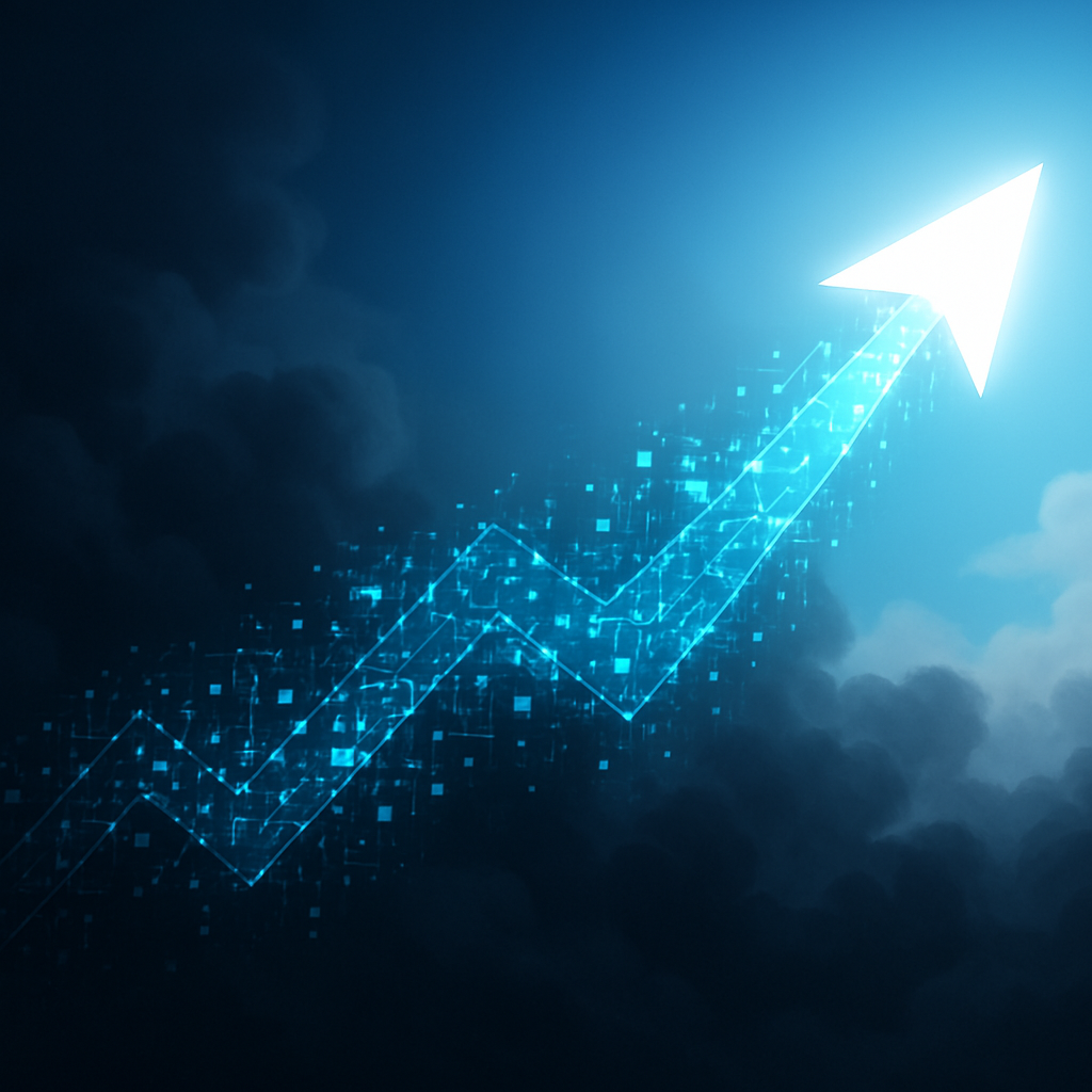Mũi tên biểu thị xu hướng Business Intelligence đi lên