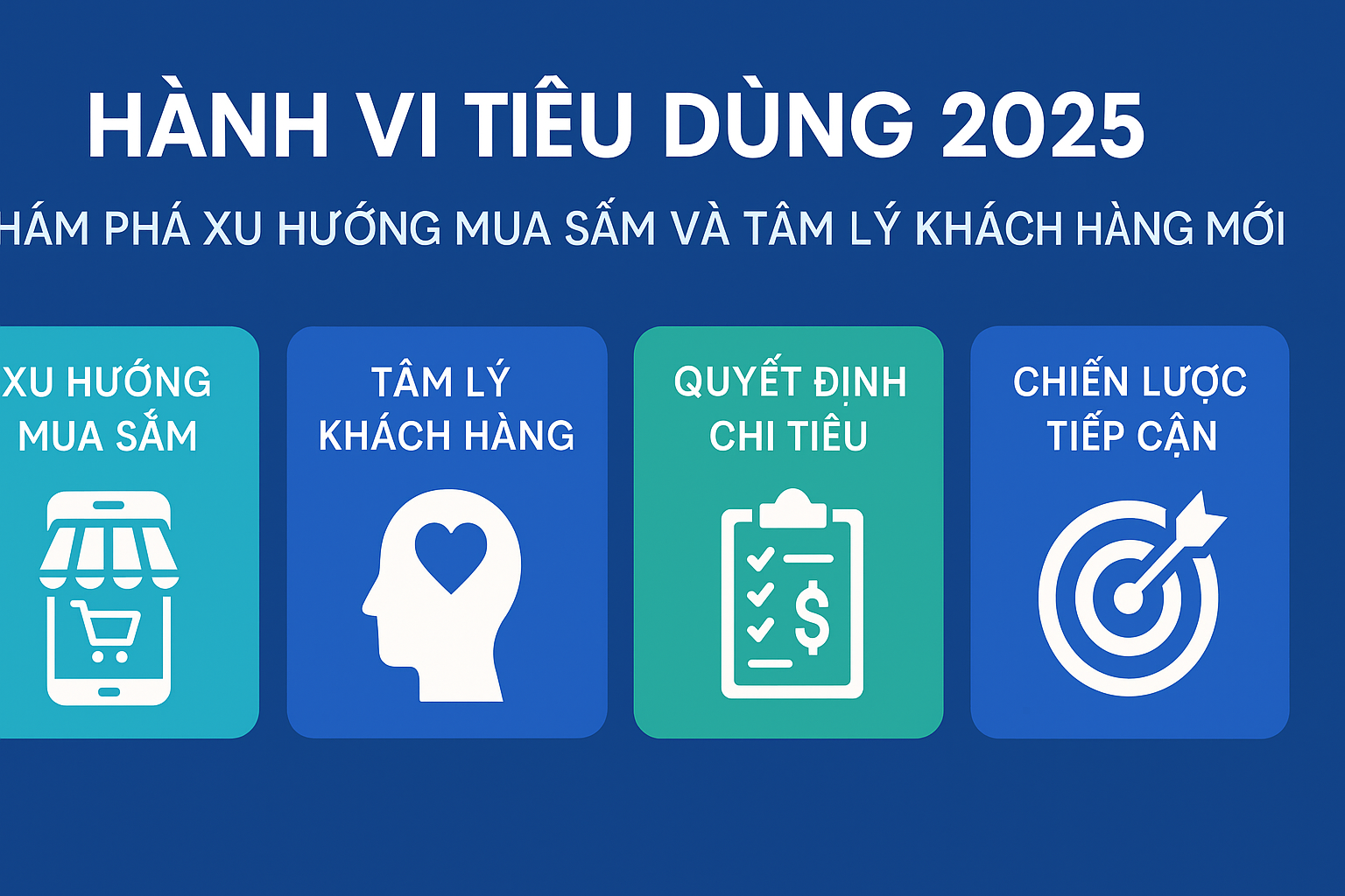 Hàng vi tiêu dùng 2025 phân tích qua 4 yếu tố: xu hướng, tâm lú, quyết định chi tiêu, chiến lược tiếp cận