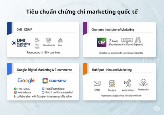 Các khóa học uy tín cấp chứng chỉ marketing quốc tế
