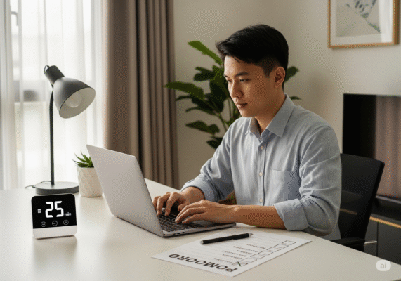 Người trẻ Việt Nam áp dụng phương pháp Pomodoro để quản lý thời gian và tăng khả năng tập trung khi làm việc.